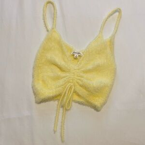 For Love And Lemons Yellow Fuzzy Crop Top